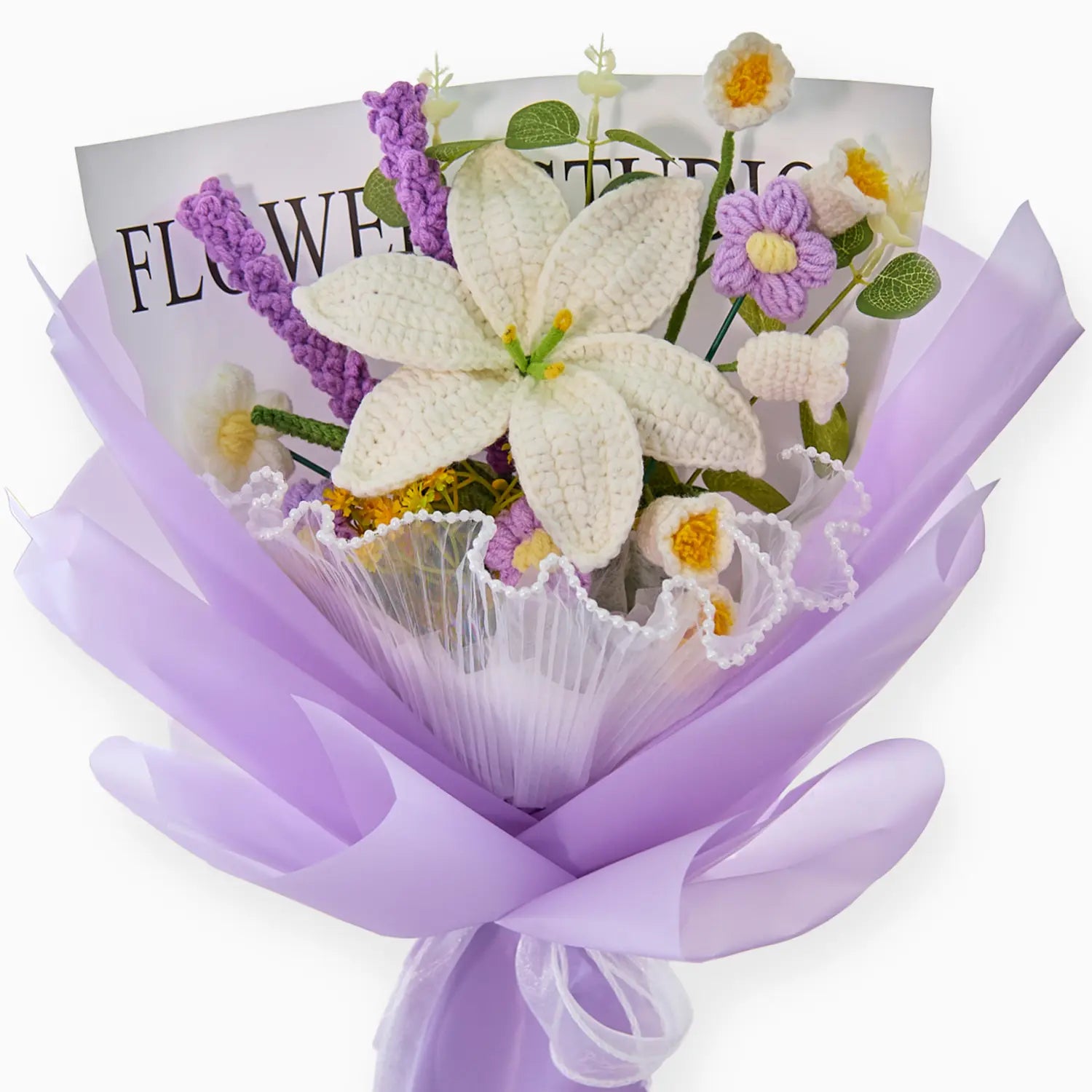 Crochet Lily & Lavender Bouquet