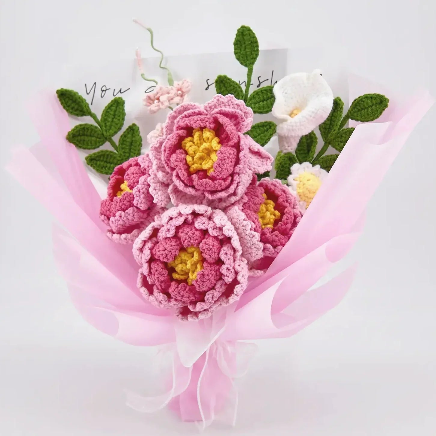 Crochet Peony Calla Lily Daisy Bouquet