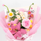 Pink Crochet Lily Rose Tulip Daisy Bouquet