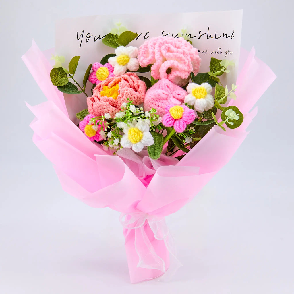 Crochet Peony Carnation Tulip Bouquet