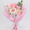 Crochet Thai Rose Tulip Heart Bouquet-Pink