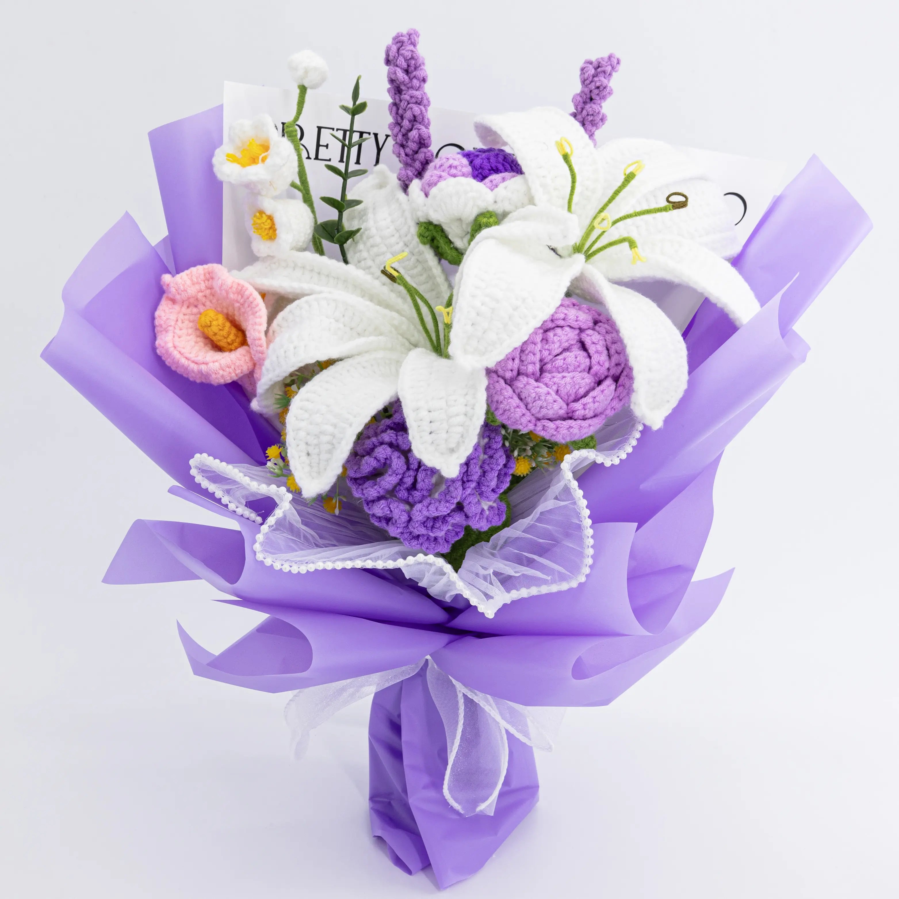 Purple Crochet Lily Calla Lily Lavender Bouquet