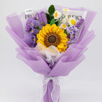 Purple Crochet Big Sunflower Tulip Rose Lavender Bouquet