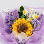 Purple Crochet Big Sunflower Tulip Rose Lavender Bouquet
