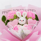 Crochet Bunny & Rose Flower Bouquet