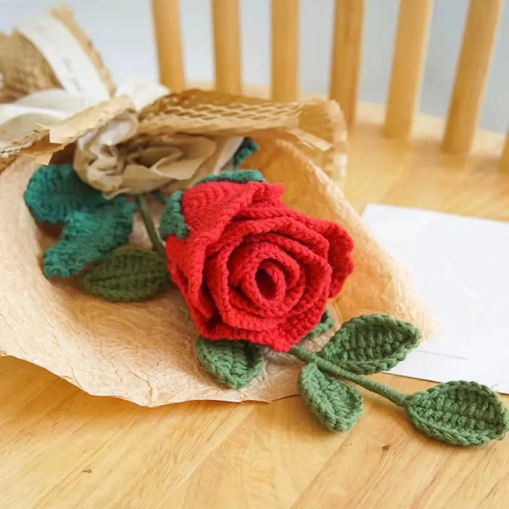 Crochet Cup-Shaped Rose Bouquet