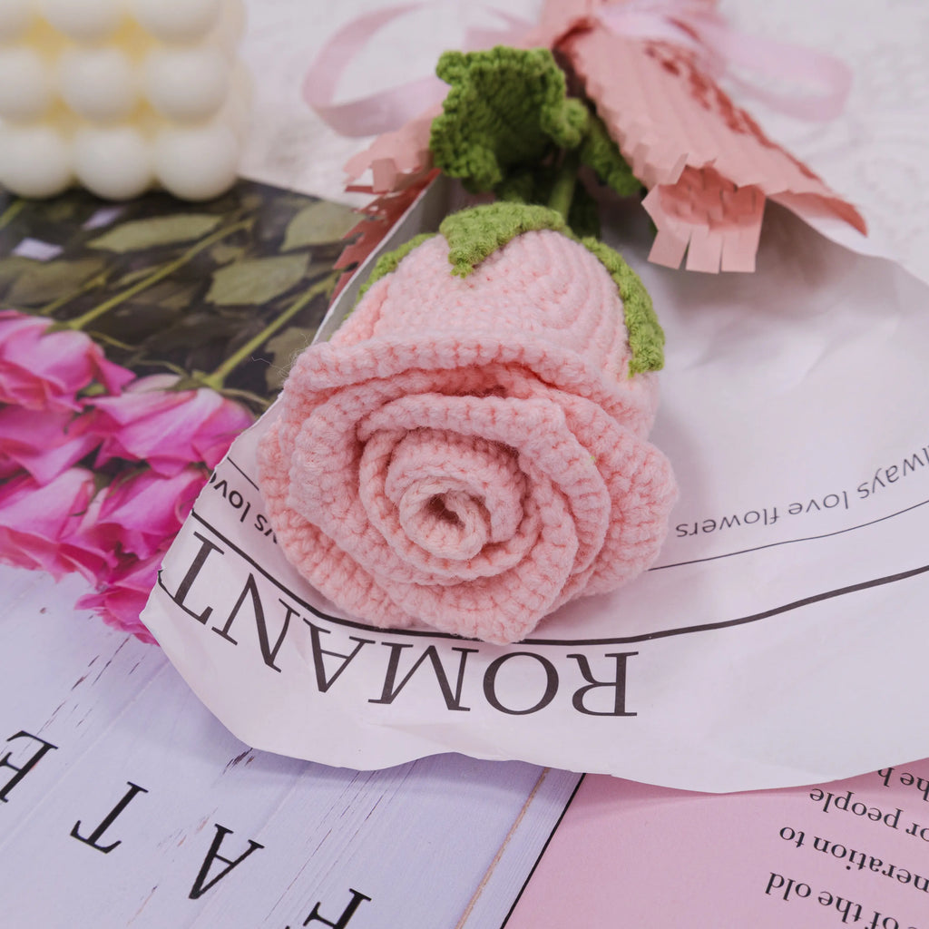 Crochet Cup-Shaped Rose Bouquet