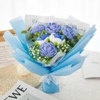 Crochet Blue Rose Bouquet