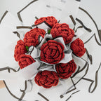 Round Crochet Red Rose Bouquet