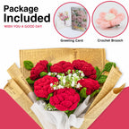Crochet Red Rose Bouquet with Newspaper Wrapping