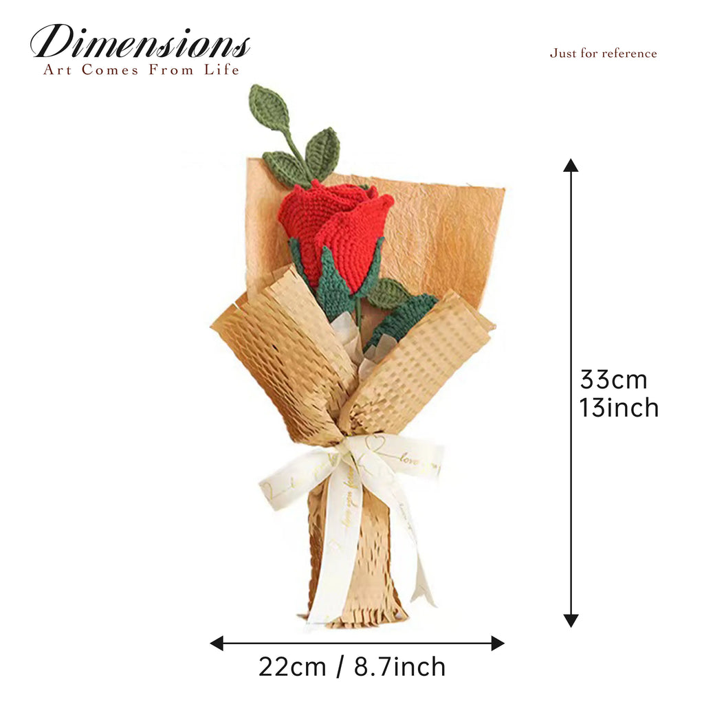 Crochet Cup-Shaped Rose Bouquet
