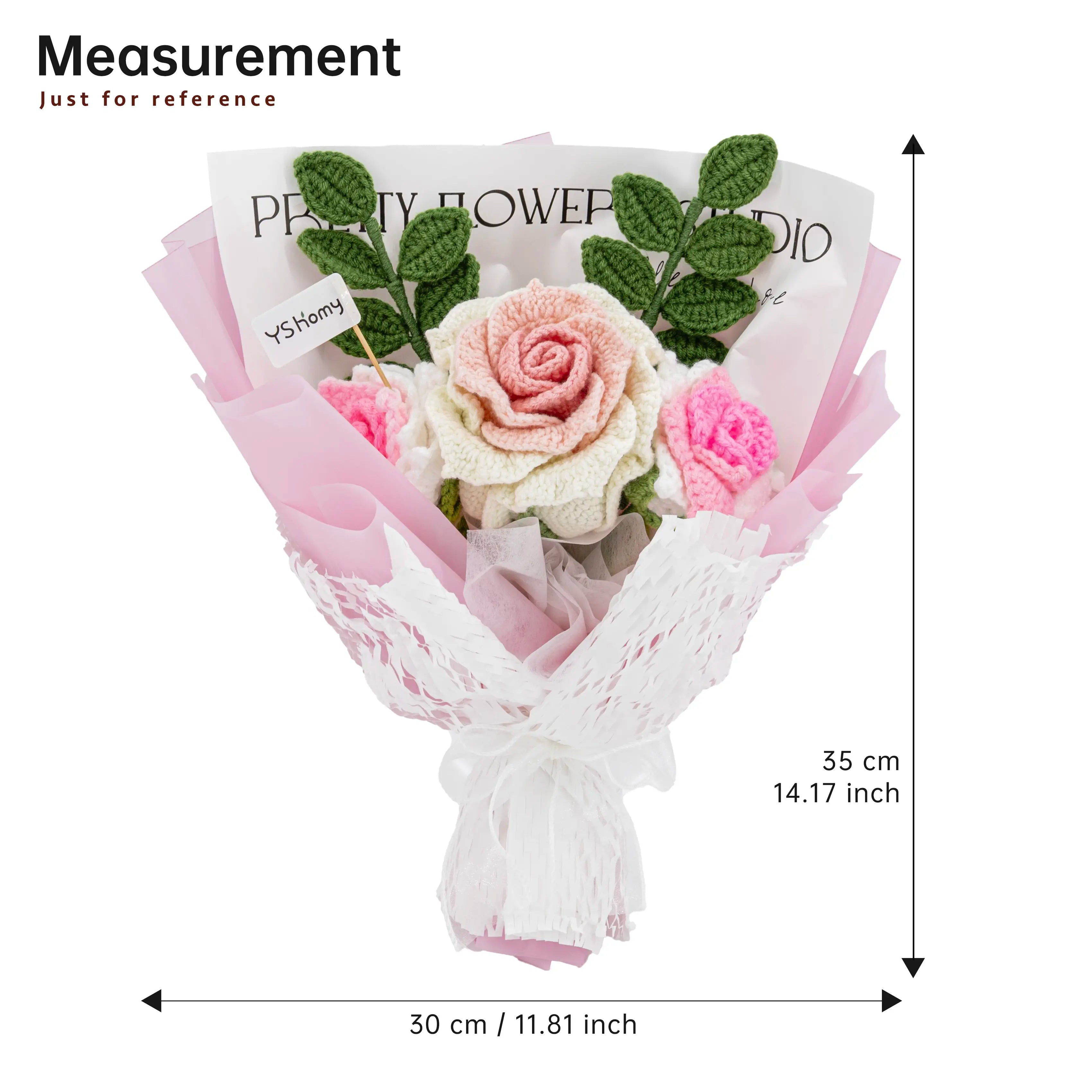 Crochet Big Thai Rose Bouquet-Pink