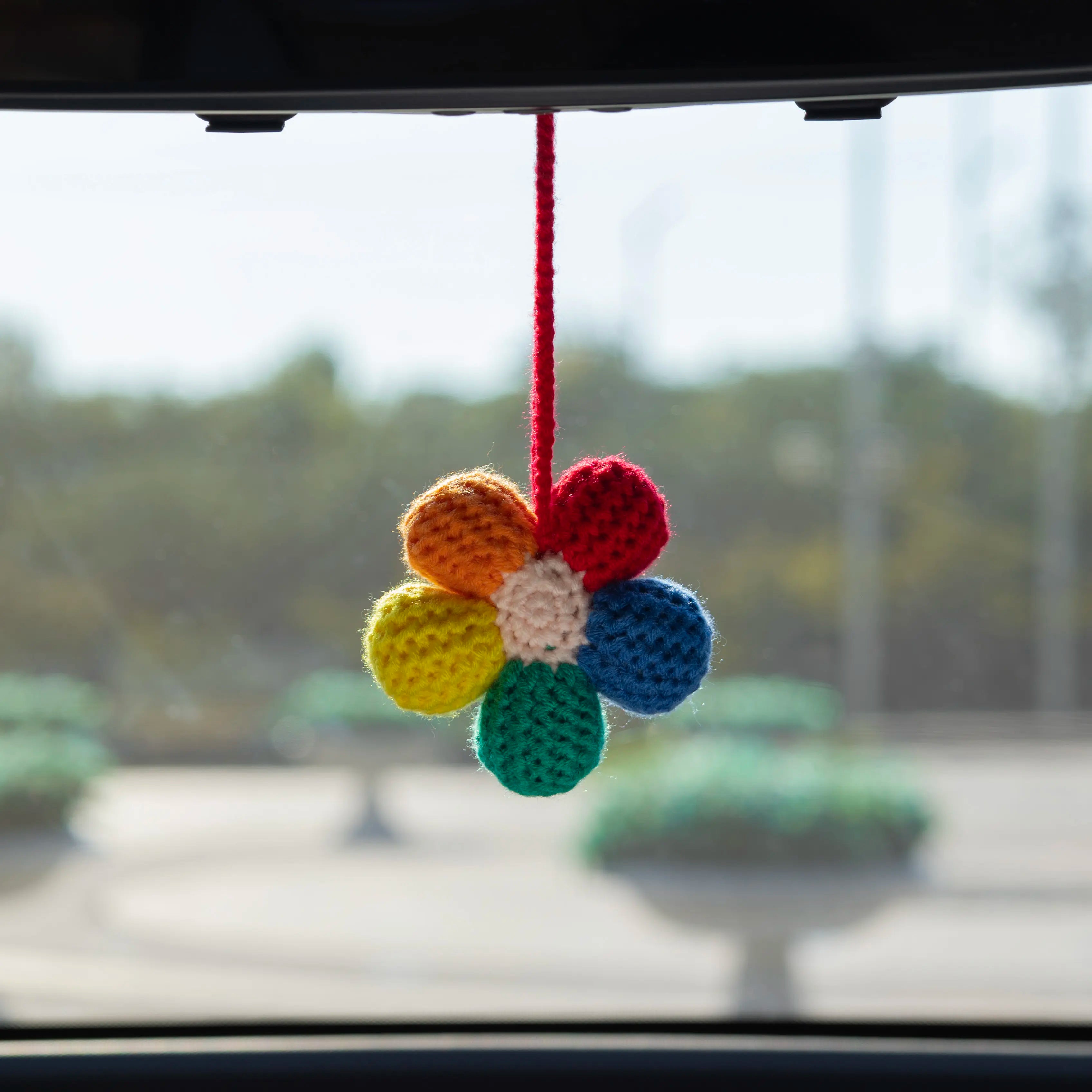 Crochet Rainbow Flower Hanging