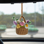Crochet Hanging Flower Basket with Daisy & Greenery