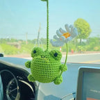 Crochet Hanging with Toy Frog & Flower