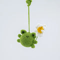Crochet Hanging with Toy Frog & Flower