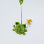 Crochet Hanging with Toy Frog & Flower