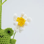 Crochet Hanging with Toy Frog & Flower