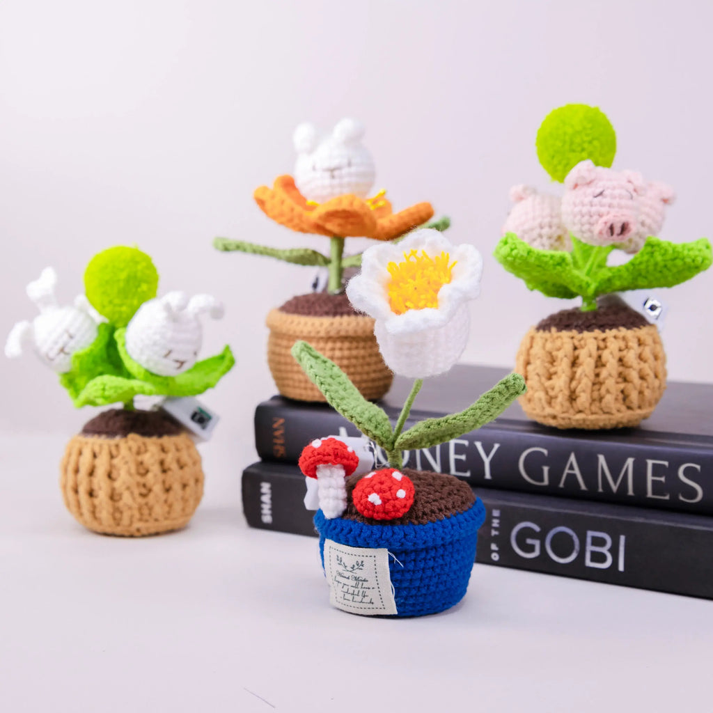 Crochet Flower Pot Series with Light