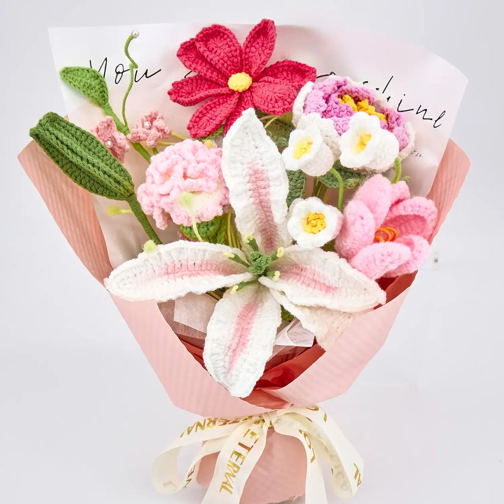 Crochet Gradient Lily Peony Tulip Bouquet