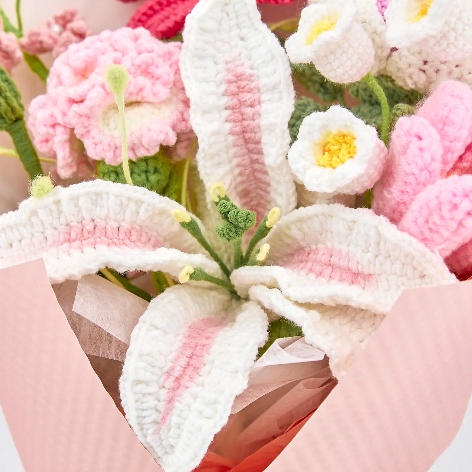 Crochet Gradient Lily Peony Tulip Bouquet