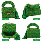 Crochet Handbag with Golden Thread-Green