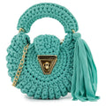 Crochet Round Crossbody Handbag-Blue Green