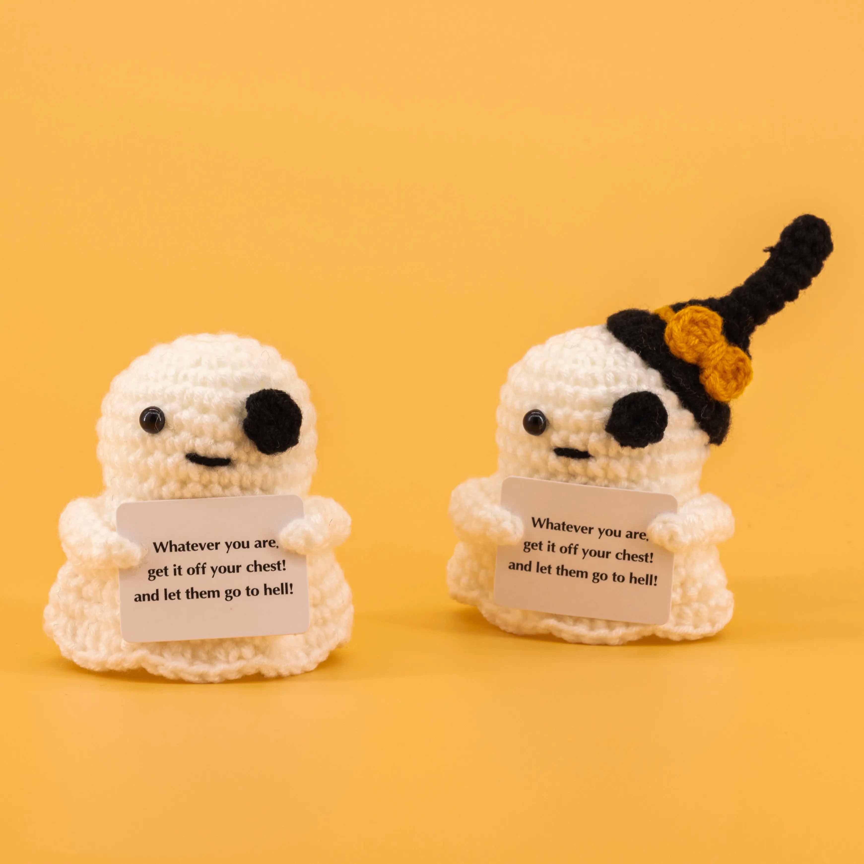 Emotional Support Crochet Ghost Potato Pickle Set