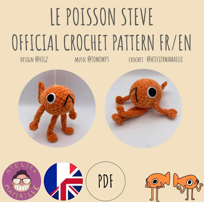 The STEVE FISH 20cm - The official - Crochet pattern pdf fr/en