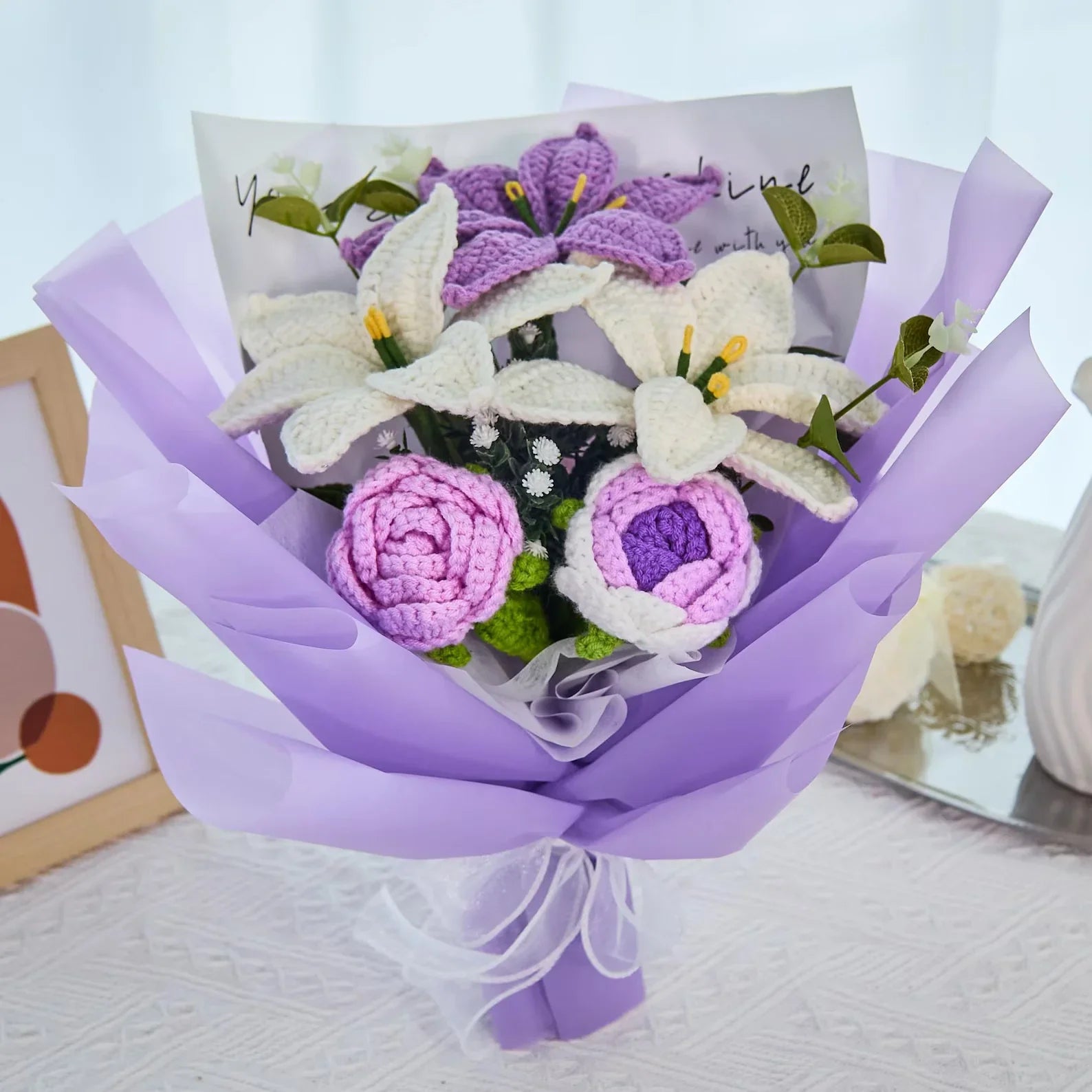 Crochet Lily & Rose Bouquet