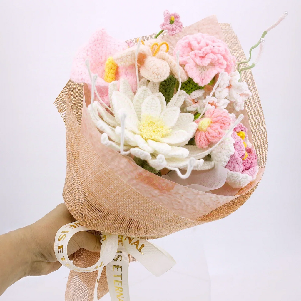 Crochet Night of the Queen Peony Tulip Bouquet