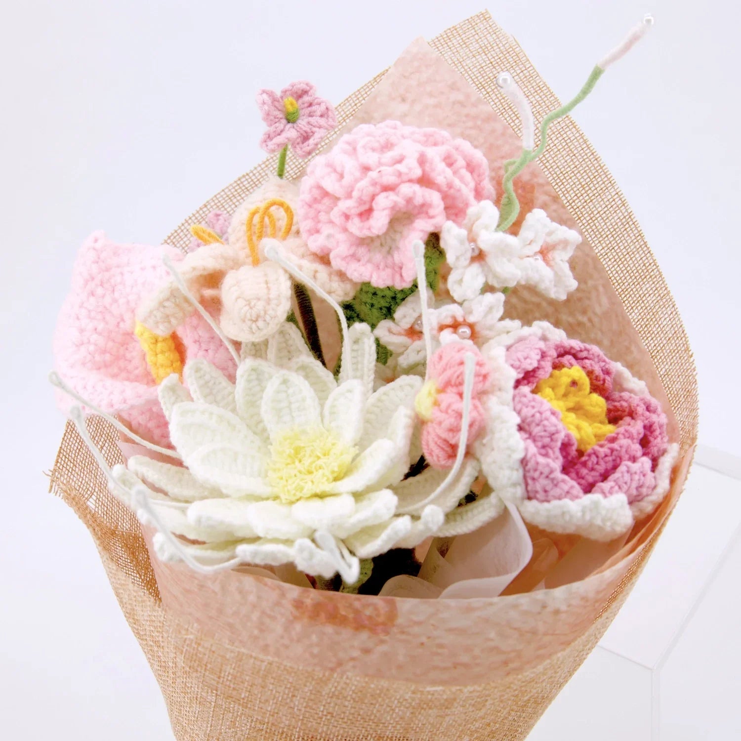 Crochet Night of the Queen Peony Tulip Bouquet