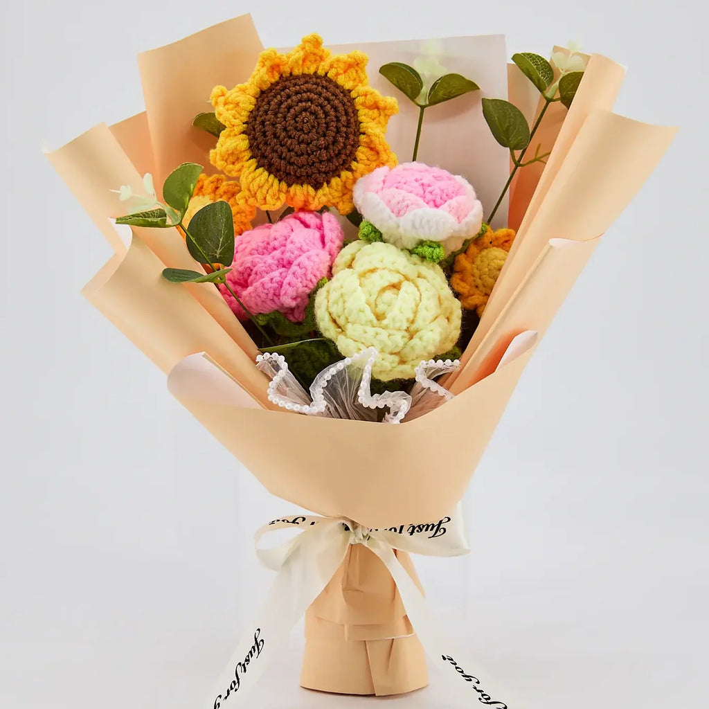 Crochet Sunflower Rose Daisy Bouquet