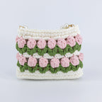 Crochet Tulip Handbag with Pearl Handle & Chain