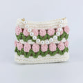 Crochet Tulip Handbag with Pearl Handle & Chain