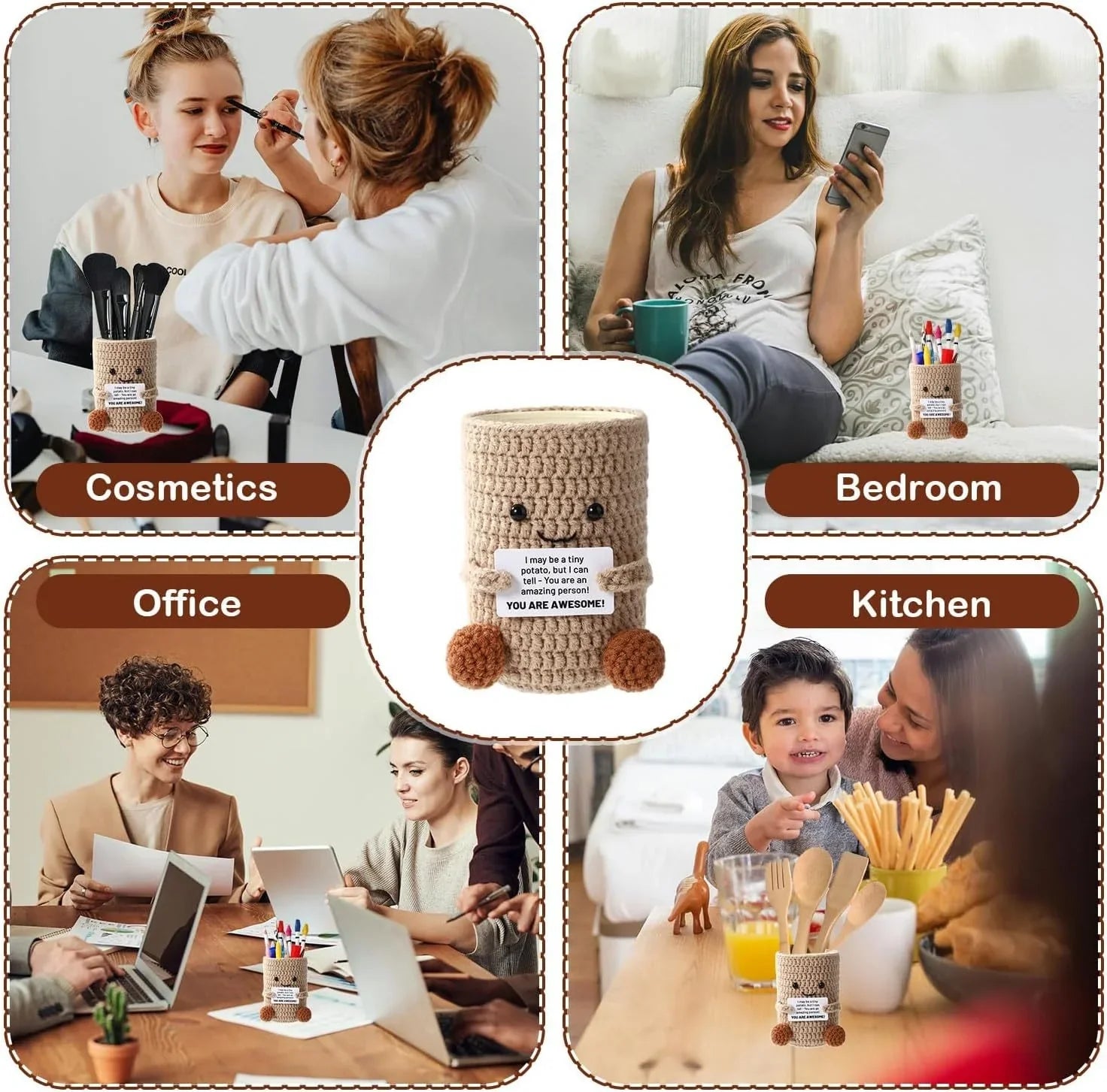 Crochet Emotional Support Potato Pen Holder