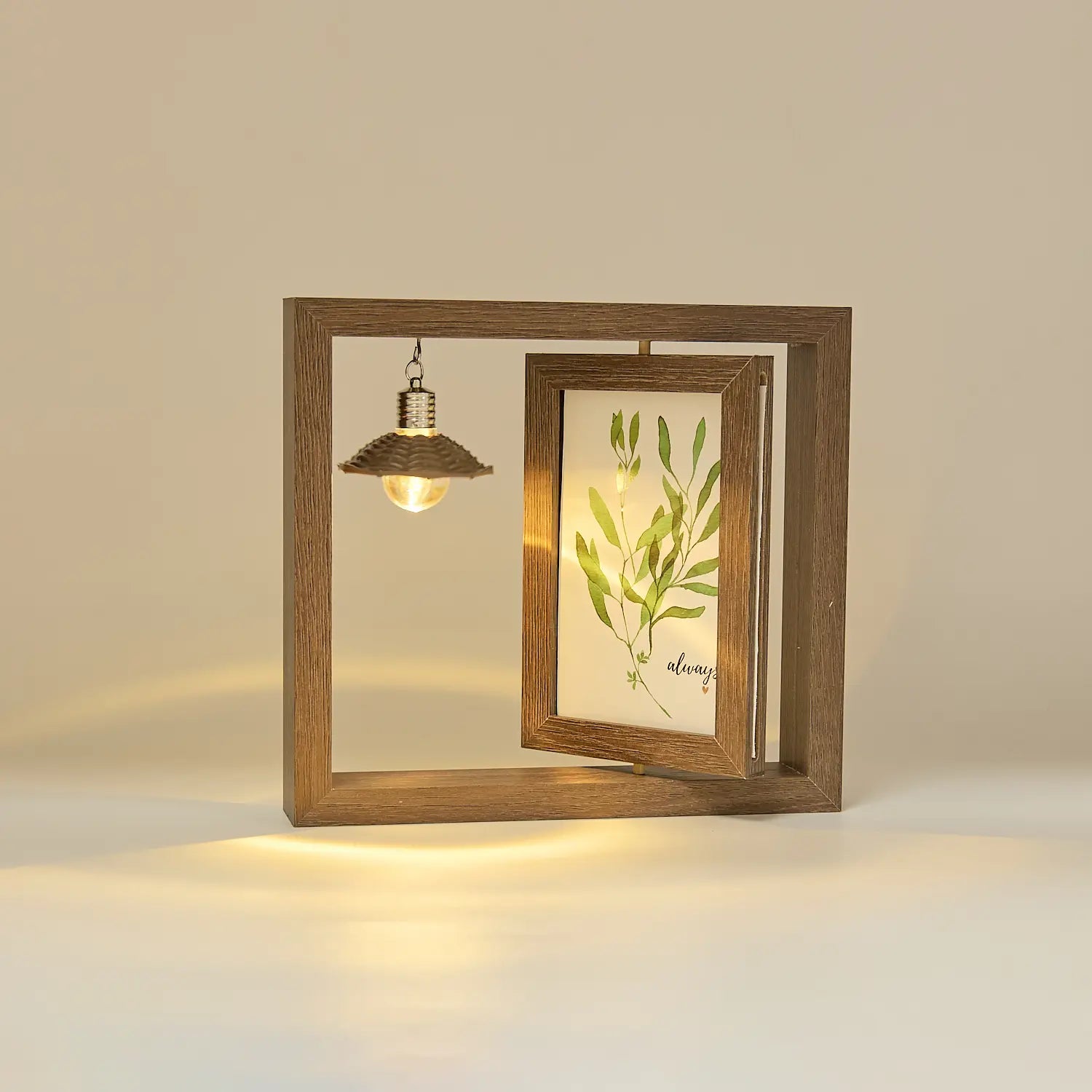 Custom Wooden Photo Frame with Lamp Bulb