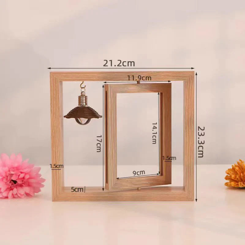 Custom Wooden Photo Frame with Lamp Bulb