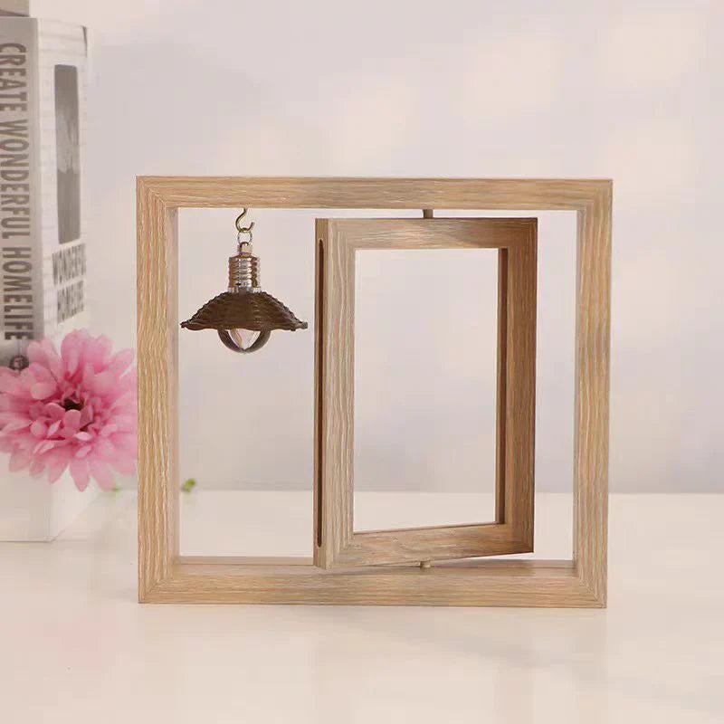 Custom Wooden Photo Frame with Lamp Bulb