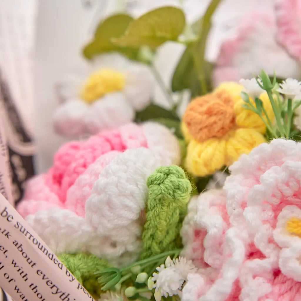 Crochet Peony Rose Tulip Carnation Bouquet
