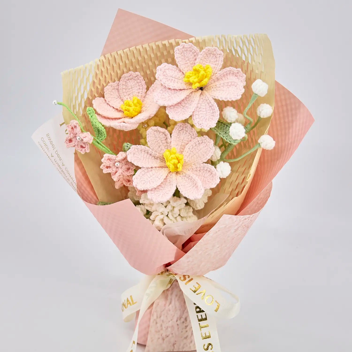 Crochet Pink Galsang Flower Bouquet