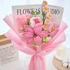 Pink Crochet Lily Rose Tulip Bouquet