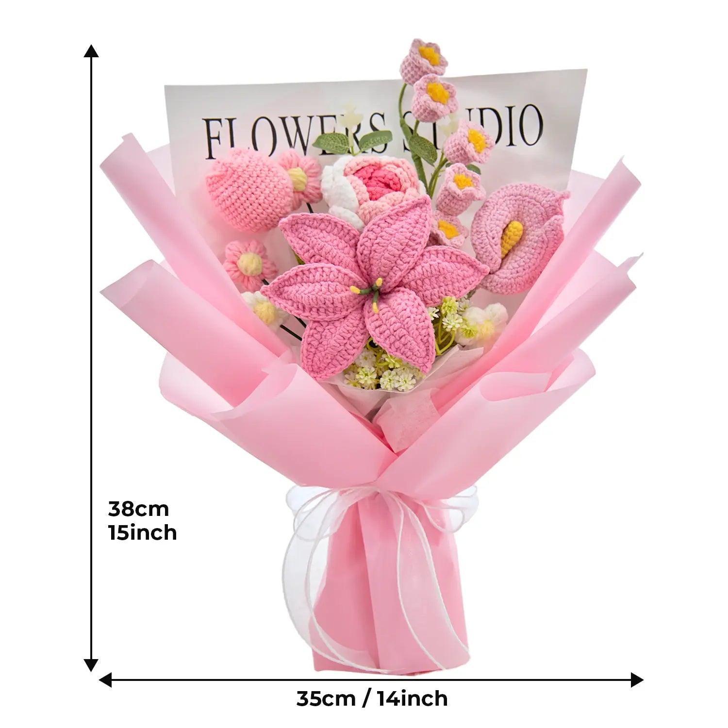 Pink Crochet Lily Rose Tulip Bouquet
