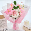 Pink Crochet Thai Rose Lily Bouquet