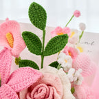 Pink Crochet Thai Rose Lily Bouquet
