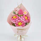Crochet Peony Strawberry Daisy Bouquet