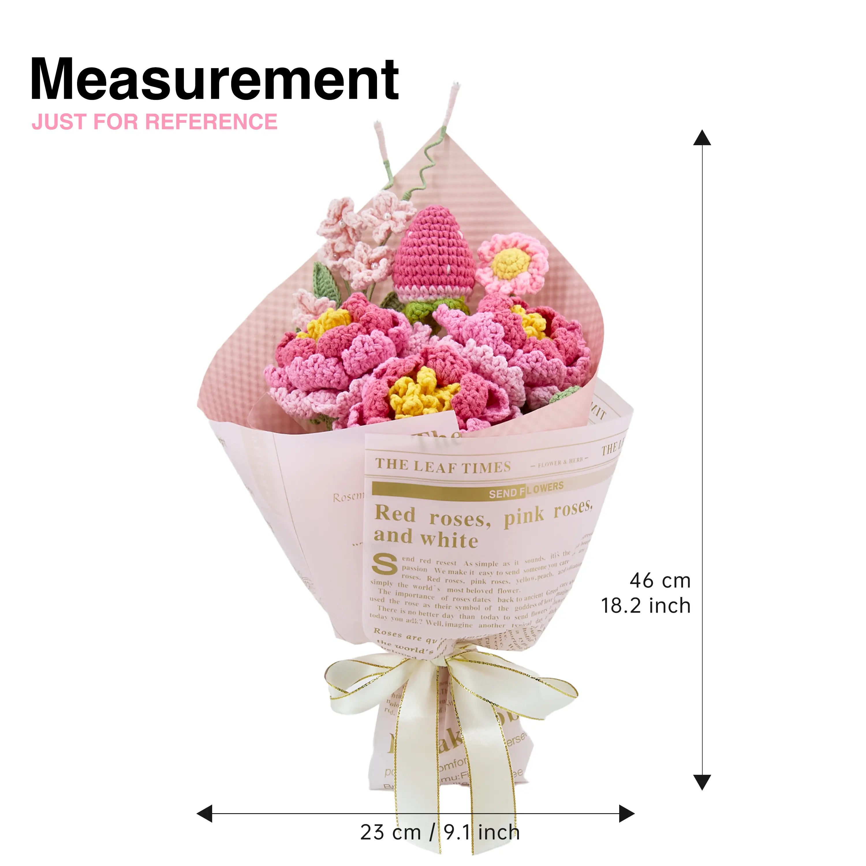 Crochet Peony Strawberry Daisy Bouquet