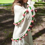 Cashmere Crochet Flower Bouquet Blanket-Pink Roses