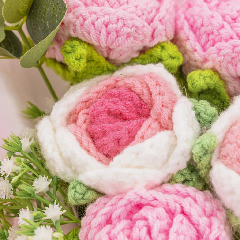 Crochet Pink Rose Bouquet