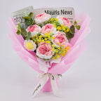 Crochet Gradient Pink Rose Daisy Bouquet
